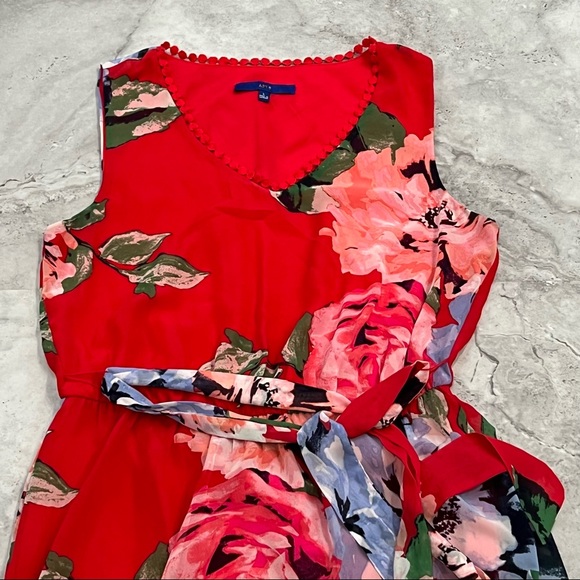 Apt. 9 Red Floral High Low Chiffon Dress Size‎ Large L - Picture 4 of 4